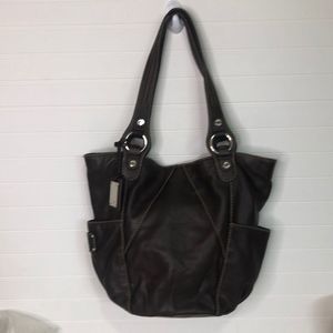 TIGNANELLO leather shoulder purse chocolate brown